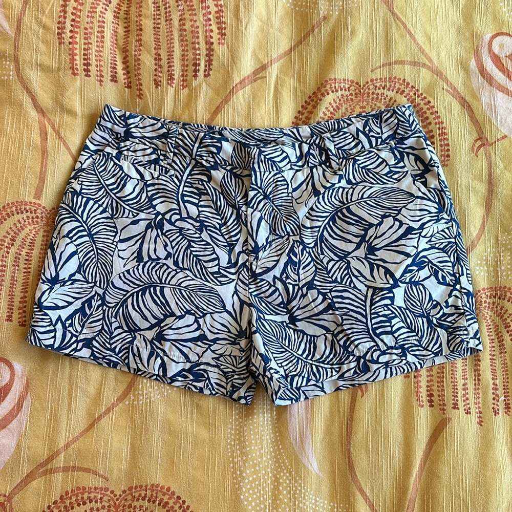 Patagonia Blue and White Leaf Print Women Shorts